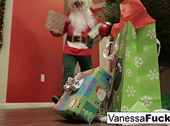 Vanessa Letting Santa Explore Her Tight Wet Pussy in a Cage