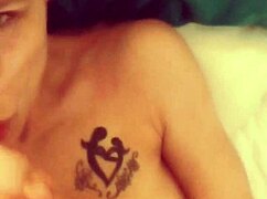 she makes him cum all over her face with toys and handjob