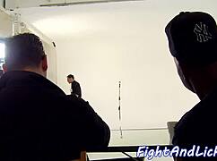 do you see these babes wrestling in stockings before posing?