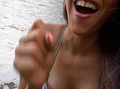 Brunette Teases with Big Ass JOI in Park