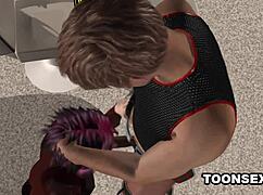 3D cartoon emo babe sucks cock and gets fucked hard! Bent over doggystyle!