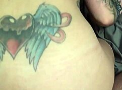 Wow! Brunette wife craves a huge cock and gets pounded by her tattooed lover. She’s dripping wet for more!
