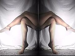 Detailed Exploration of Nylon Pantyhose on Sleek Legs in a Unique Display