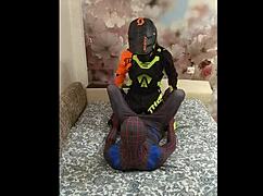 spiderman in spandex getting fucked by a biker in a gay scene