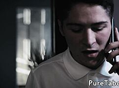 teen in doggystyle scene with facial