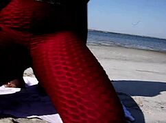 Pretty Ebony Sucks White Boy's Cock on Sunny Beach Today.
