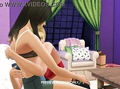 in this 3d hentai story, two friends explore if they're just friends or more in a lesbian sex tape preview