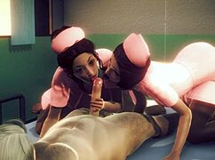 this 3d hs2 animation features two sexy nurses 😏