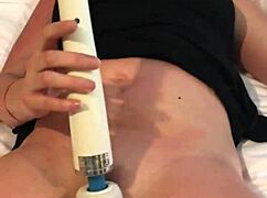 masturbating as a cum slut with hitachi for intense orgasm 😈