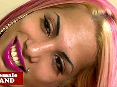 Alternative Shemale Beauty Wanks Off Solo in Lingerie, Wow!