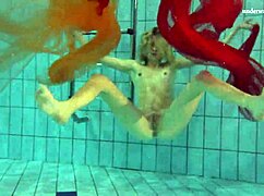 Nastya strips her clothes and shows naked hot body in the pool