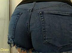 wifey flashes while cleaning in low shirt