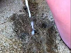 My wife took a long pee on the beach today. It was quite a sight.