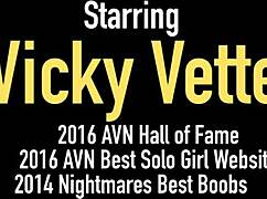 Juicy Vicky Vette in Super Sexy Red Lingerie Plays with Her Pussy