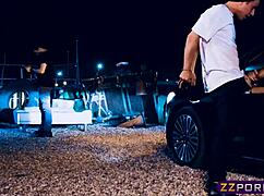 Nerdy Student Blonde Chick Double Penetrated Outdoors