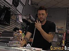 redhead gobbles that big black cock at the gloryhole 😍