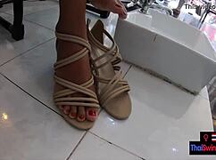 Asian Teen Girlfriend Delivers Monster Cock Footjob After Pedicure!