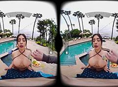 Vr bangers: tru kait takes big dick doggystyle by the pool with friends