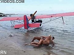 Classic Film With Blonde Woman On Beach