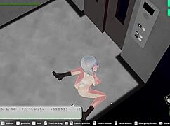 loop train h-game elevator scene with blowjob and creampie