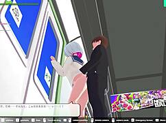 loop train h-game elevator scene with blowjob and creampie