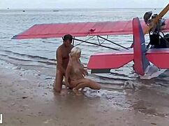 Classic Film With Blonde Woman On Beach