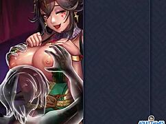 Motorboating Sibyl's Big Tits in Kinky Anime Scene