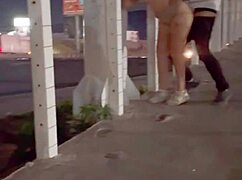Fat couple banging hard on public bridge