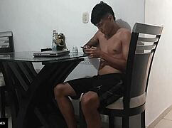 Horny Colombian stepsister begs for blowjob with skinny amateur