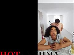 I had a interracial threesome in the kitchen with my neighboor and girlfriend, so hot!