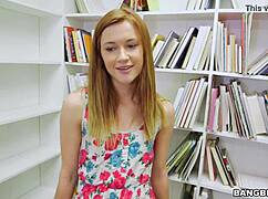 Tiny Redhead Sucks Your Dick in the Library POV! Man, She’s Wild with Those Small 18+ Tits!