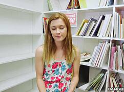 Tiny Redhead Sucks Your Dick in the Library POV! Man, She’s Wild with Those Small 18+ Tits!