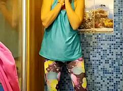 Pee In My Training Leggings While Masturbating Hairy Pussy In The Shower!