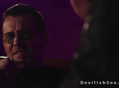 Dude bangs sexy blonde in black stockings hard