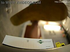 i'm miss ts, teasing with my huge feet in pantyhose, but i crushed the sandal by mistake