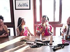 black couple in sensual sheer red lingerie event