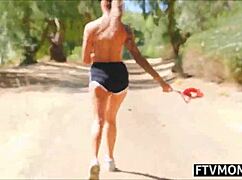 public milf pornstar teasing with ass outdoors