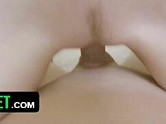 Blue-Eyed Brunette Babe Reislin Wants Milk After Spicy Challenge with Blowjob and Facial