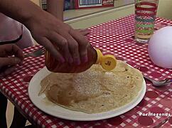 carly parker amy azurra and chloe delaure serve more than crepes at the restaurant with titty fucks and cumshots