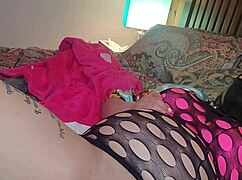 Horny girl in lingerie squirts on the water pole with toys