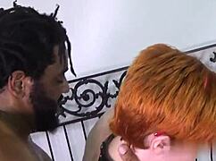 redhead and blonde dominating with blowjob and licking