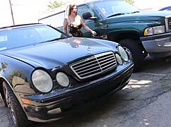 sara jay says, 'let me milk that big cock after our fuck.' the mechanic agrees and cums hard.