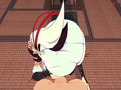 Shenhe delivers a POV blowjob in Genshin Impact.