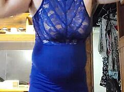 cock teasing in a blue dress part two
