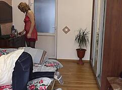 femdom mistress smears cream on anus before strapon fucking her lover