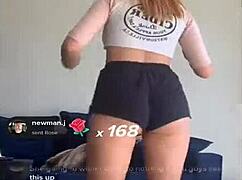 Bouncing Blonde Titties in Tight Shorts and Bra During Sexy Workout