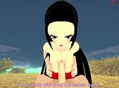 boa hancock gives boobjob on the beach.