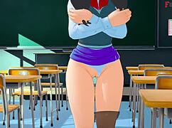 In Dragon Ball Zex, Android 18 and Videl engage in passionate lesbian sex in a fantasy world