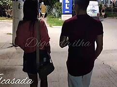 African Couple Kissing and Flashing Ass on Public Beach