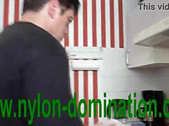 Nylon domina takes control to train her submissive housewife